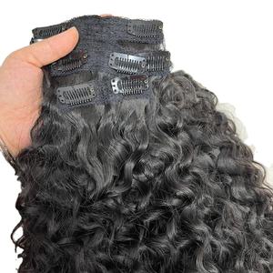 Top Qualité Prix de Gros Double Dessiné Cru Vierge Naturel Remy Clip en 100% Extensions de Cheveux Humains avec Cuticule - Product Image 2