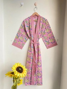 Kimono corto de algodón para dama de honor, vestido informal Unisex de talla única para playa de verano, estampado Floral de alta calidad - Product Image 5