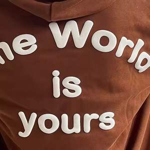 Sweat à capuche en polaire surdimensionné avec logo personnalisé pour hommes, sweat-shirt décontracté en coton chaud d'hiver à motif uni - Product Image 3