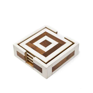 Juego de 4 Posavasos Hechos a Mano con Incrustaciones de Hueso Indio, Diseño Elegante, Soporte para Té y Café, Decoración de Mesa, Arte Moderno Duradero, Recuerdos de Boda - Product Image 3