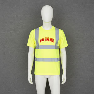 Chemises polo de sécurité à manches courtes personnalisées de haute qualité, respirantes, 100% polyester, vêtements de travail haute visibilité, bande réfléchissante, classe 2 ANSI - Product Image 1