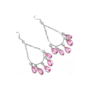 925 Sterling <b>Silver</b> Dangle <b>Earrings</b> for Women Handmade Natural Pear Pink Kunzite Gemstone <b>Silver</b> <b>Long</b> Cocktail Dangling <b>Earrings</b> - Product Image 3