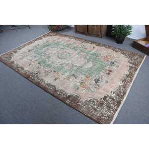 Vintage Turkish Rug, Large 5.9x9.1 ft (180x278 cm) Rug, <b>Brown</b> Patchwork <b>Wool</b> Rug - Product Image 4