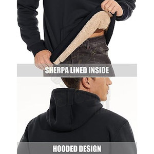 Sweat-shirt à capuche épais doublé en polaire Sherpa pour hommes Sweat-shirt à capuche d'hiver en peluche Sherpa intérieur Sweat-shirt à capuche épais - Product Image 4