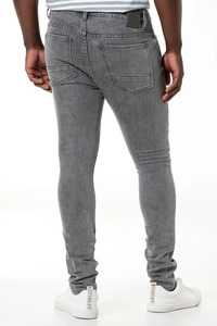 Jean en denim pour homme original, en Spandex/Coton, déchiré, délavé, coupe skinny légère, style streetwear, couleur unie - Product Image 5