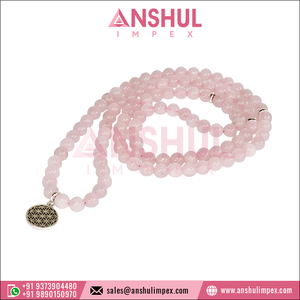 Good Quality Best Selling Handmade Rose Quartz Crystals 108 Prayer Bead Meditation Mala <b>Bracelet</b> for Wholesale Purchase - Product Image 5