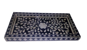 Bandeja con incrustaciones de hueso Royal Desert Bloom hecha a mano, tamaños personalizados, colores, lujosos motivos árabes para decoración refinada, uso como vajilla - Product Image 5