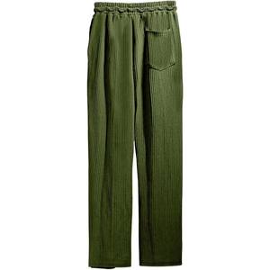 Pantalon décontracté pour homme en tricot côtelé, respirant, lourd, taille élastique, plissé devant, coupe ample, taille mi-haute, tendance - Product Image 4