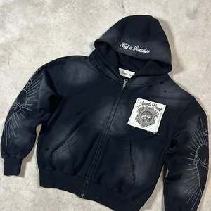 เสื้อสเวตเตอร์ผ้าฝ้ายโอเวอร์ไซส์ลายกราฟิกสำหรับฤดูหนาวเสื้อฮู้ดมีซิปมีฮู้ดพิมพ์ลาย - Product Image 3