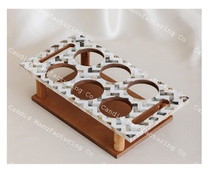 Bandeja para Servir Botellas, Bandeja Decorativa Inteligente para Botellas y Jugos, Madreperla con Incrustaciones de Madera para el Hogar - Product Image 4