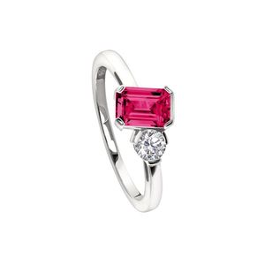 Anillo Moderno de Plata de Ley con Etiqueta Negra, Gema con Corte Princesa, Baño de Rodio, Incrustaciones de 18K, Certificado IGI para Compromiso - Product Image 1