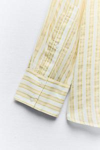 Camisa de rayas amarillas de moda para mujer con mangas largas y Parte delantera abotonada para ropa informal disponible a precios bajos - Product Image 6