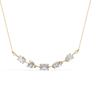 สร้อยคอเพชรทรงรี ทรงมาร์ควิส ทรงลูกแพร์ เพชร CVD ที่เพาะเลี้ยงในห้องปฏิบัติการ ทอง 14k สำหรับวันวาเลนไทน์ - Product Image 1