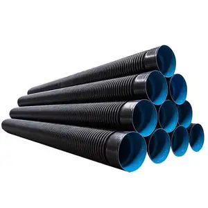 Sn4 Sn8 Sn16 Tuyau de drainage PE ondulé à double paroi en HDPE de 18 pouces Dwc ponceau en plastique HDPE