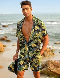 Ensemble de vêtements de sport décontractés d'été pour hommes, respirant, style hawaïen, confortable, polo à fermeture éclair quart, short bas, short chaud - Product Image 3