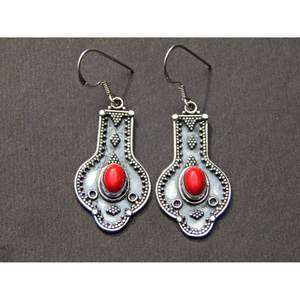 925 Sterling Silver <b>Coral</b> Earring with Gemstone Handmade Fine Crystal <b>Jewelry</b> Girls Women Gift Item - Product Image 3