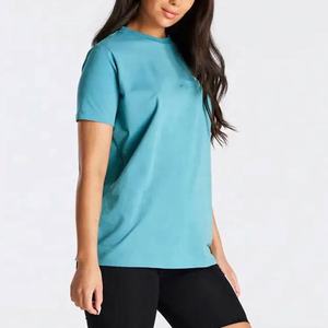 T-shirt basique à manches courtes en coton épais, col rond, couleur unie, coupe ample, décontracté, pour hommes et femmes - Product Image 2