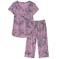 Ensemble de pyjama en coton thermique pour femmes, imprimé léopard/lettres, pantalon capri et hauts, vêtements de nuit d'été, séchage rapide, fabriqué au Bangladesh, taille L