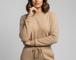 Ensemble de sweat-shirt respirant en molleton d'hiver décontracté solide taupe pour femme - Product Image 2