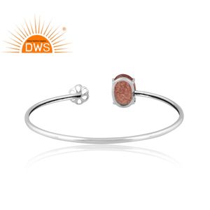 Bracelet de manchette en quartz fraise naturel et argent 925 avec pierres précieuses pour femmes, design personnalisé, fabricant de bijoux - Product Image 2