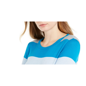 Maglione blu X-Large da donna Maison Jules, t-shirt a maniche lunghe con collo gioiello e blocchi di colore - Product Image 2
