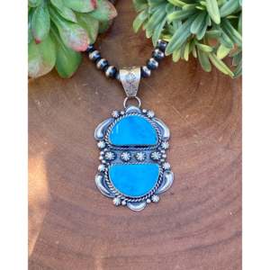 Pendentif Jeff James Kingman serti clos avec turquoise et technologie d'incrustation en argent sterling - Product Image 1