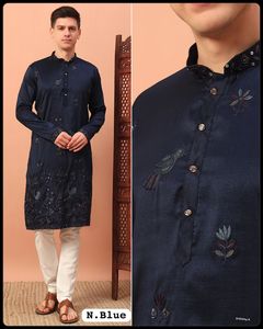 Exclusive Trending New Arrival High Quality Best Quality Hot Selling Amazing Premium <b>Silk</b> With Sequins Work Mans <b>Kurta</b> - Product Image 3
