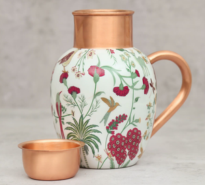 Jarra de cobre puro Diseño impreso Calidad superior Jarra de cobre puro de metal de gran tamaño para uso en agua potable para gimnasio y bodas - Product Image 5