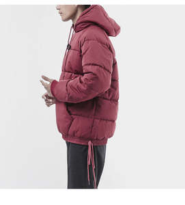 Mens Burgundy Waterproof Windproof Puffer Hoodie Insulated Winter Warm Padded Jacket Soft Lining Drawstring Design Outdoor Cold - Product Image 6