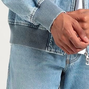 Veste en jean pour homme, col montant, style streetwear hip-hop, 100% coton, décontractée, veste en jean d'hiver avec trou, OEM - Product Image 5