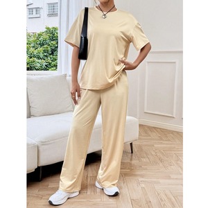 ชุดเซ็ตเสื้อยืดแขนสั้นและกางเกงขาสั้นสำหรับผู้หญิงชุดเสื้อและกางเกงขาสั้นสำหรับผู้หญิง2ชิ้นลายว่างเปล่าโลโก้ออกแบบได้ตามต้องการสำหรับฤดูใบไม้ร่วงและ100% มีกระดุมผ้าฝ้าย - Product Image 6