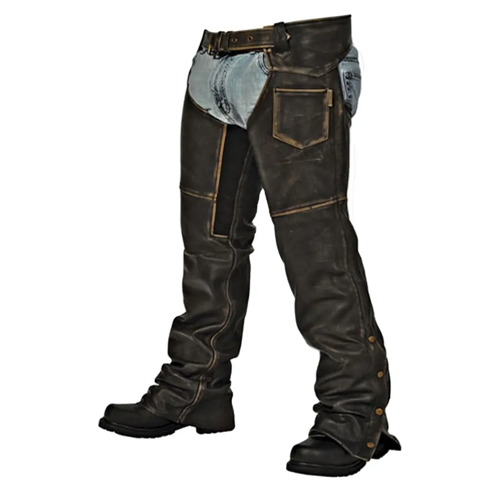 Mannen Motorbike Leather Chap