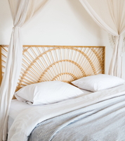 Tête de lit rustique vintage en rotin 100 % naturel en forme de fleur, panneau réglable en hauteur, pour la maison et l'hôtel