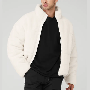 High Quality Canvas Stand Collar Front Logo Puffer Jackets Cold Weather Winter Bubble Coat for <b>Men</b> Waterproof Quick Dry - Product Image 4