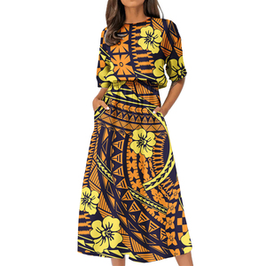 กระโปรงยาวทรงบอลกาวน์สไตล์โพลินีเซียนฮาวายแบบสบายๆ  ผ้าระบายอากาศได้ดีสำหรับผู้หญิง - Product Image 1