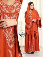 Kaftan Abaya pour femmes, ethnique, léger, grande taille, longueur au sol, orné de perles à la main, paillettes, col haut, manches longues, ourlet évasé, en georgette