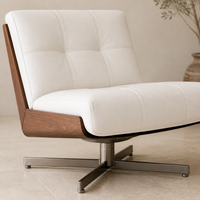 Fauteuil pivotant moderne personnalisé, fauteuil d'appoint rembourré avec coque aspect bois pour salon, chambre, hôtel