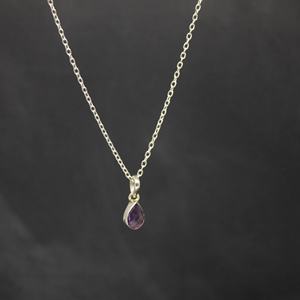 Encantadora Cadena de plata esterlina con corte de pera Natural amatista púrpura piedra preciosa curación piedra colgante collar joyería de moda - Product Image 2
