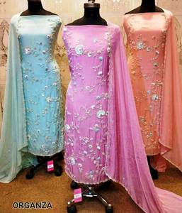 Trajes de fiesta indios paquistaníes bordados a mano sin costuras de diseñador moderno para mujer Organza tradicional de moda - Product Image 1