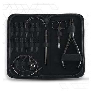 Professional High Quality Hair Extension Tools Kit 2 Hole <b>Crimping</b> Plier 12pcs Hair Clips Hair Parting Tool Mini Scissor Needles - Product Image 2