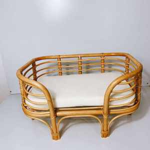Rattan Cane Pet <b>Bed</b> With Cushion Natural Handwoven Dog Cat Sofa Indoor Decorative Pet Furniture Cozy Comfortable Seat in Vietnam - Product Image 1