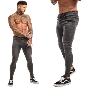 กางเกงยีนส์ทรงตรงเอวสูงของผู้ชายผ้าฝ้าย100% พิมพ์ลายวินเทจซักสีทรงผอมออกแบบโลโก้ได้ตามต้องการ - Product Image 4