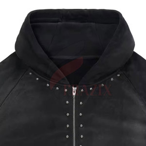 Color sólido superventas hombres cremallera strass sudaderas con capucha algodón mezclado pulóver de calidad superior mejor precio cremallera strass sudaderas con capucha - Product Image 6