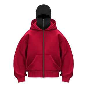 OEM de alta calidad personalizado máscara Ninja Sudadera con capucha bordado Sherpa polar Zip up suéter hombres sudaderas con capucha - Product Image 2