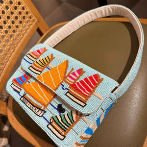 กระเป๋าลูกปัดแมกโนเลีย, กระเป๋าลูกปัดลายดอกไม้, กระเป๋าถือดอกไม้สีขาว, กระเป๋าสะพายไหล่ฤดูใบไม้ผลิ, กระเป๋าลูกปัดฤดูร้อน, ดอกไม้ทำมือ - Product Image 1