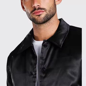 OEM personalizado logotipo de los hombres de satén de estilo callejero chaqueta abrigo con cierre de cinturón para primavera Otoño e Invierno - Product Image 6