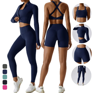 2 piezas Reversible sin costuras Ecológico Estiramiento activo Gimnasio Pantalones de yoga Traje deportivo Mujeres Entrenamiento Fitness Conjuntos Logotipo personalizado - Product Image 1