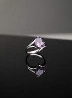 Bague de luxe en argent 925 minimaliste, certifiée par un tiers, avec améthyste taille poire, pour fiançailles, mariage, anniversaire, cadeau chrétien