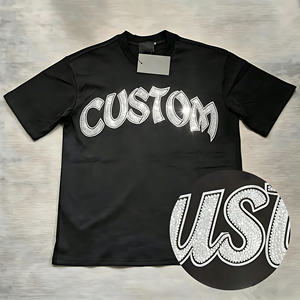 Camisetas de Lujo para Hombre con Estampado de Diamantes y Pedrería, Personalizadas al por Mayor, de Algodón Orgánico, con Estampado Frontal y Trasero - Product Image 1