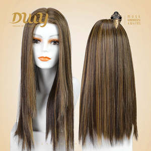 Peluca Sintética Larga y Lisa Maya-DWY con Balayage, Parte Libre, Frente de Encaje en Color Marrón Claro - Product Image 3